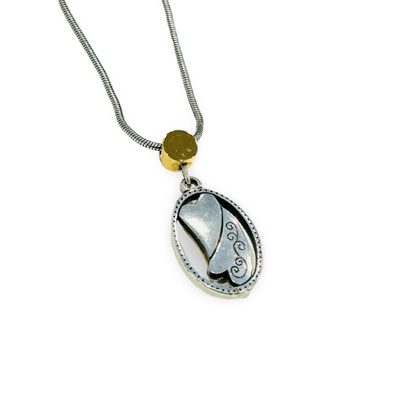 Brighton Hearts Pendant Necklace Silver & Gold Collar Size 16” - Picture 3 of 5